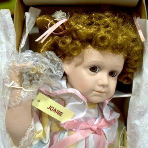 Dynasty Doll Collection Joanie Porcelain Doll Vintage Toddler With Sealed Blocks